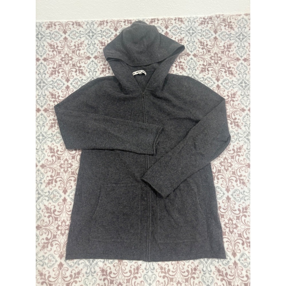 The Cashmere Project Mens Gray 100% Cashmere Full Zip Hoodie Sweater Medium